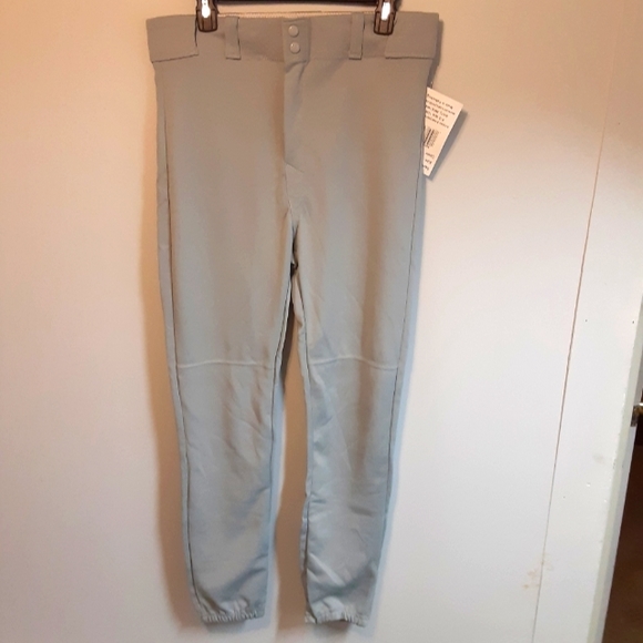 A STAR BASEBALL/SOFTBALL PANTS GREY BELT LOOP ELASTIC STRETCH ADULT LARGE  NWT. - Picture 1 of 12